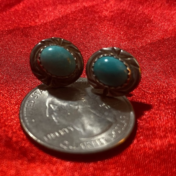Sterling Turquoise Antique Earrings - Picture 10 of 11